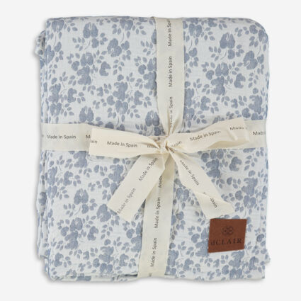 Pale Blue Floral Patterned Throw 200x240cm | TK Maxx