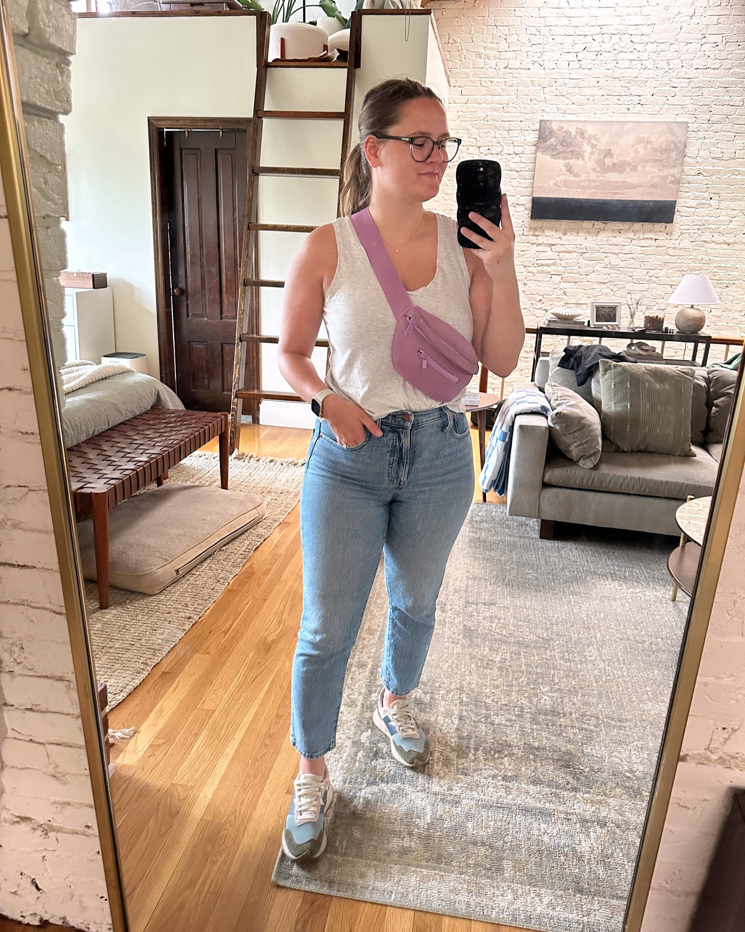 GAP cotton tank - sized up 
Madewell jeans - TTS
New Balance colorblock sneakers (old)
Dagne Doger SS 2022 seasonal color (old)

#LTKunder100 #LTKSeasonal #LTKstyletip