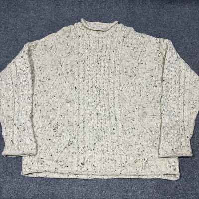 Celtic Country Sweater Mens Large 100% Wool Fisherman Cable Knit Made in Ireland | eBay US