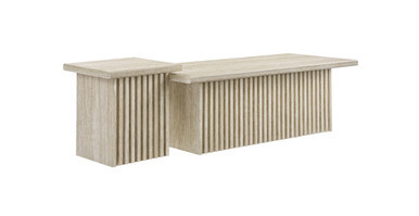 Bleecker Nesting Faux Travertine Coffee Tables Set of 2 | Manhattan Home Design