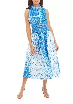 Taylor Women's Sleeveless Smocked Waist Printed Fit and Flare Dress | Belk