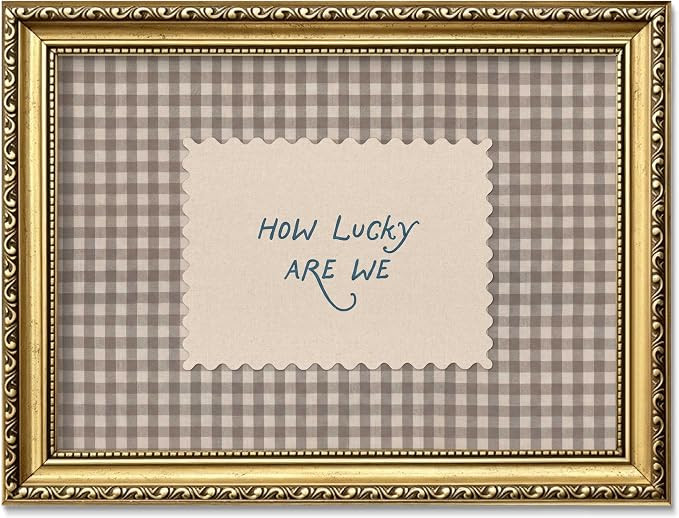 Vintage Gold Framed Wall Art, How Lucky Are We Quote Canvas Poster Prints, Rustic Farmhouse Cotta... | Amazon (US)