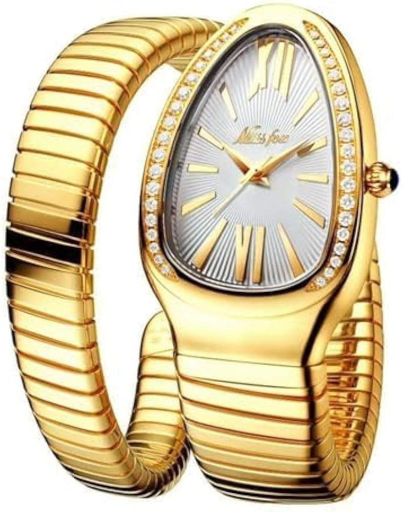 Classic Snake Shape Watch for Women Gold Silver Scaleable Bracelet Womens Watches Bling Diamonds ... | Amazon (US)