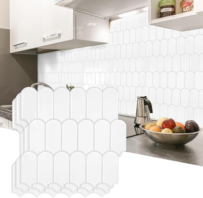 Vamos Tile Upgraded Thicker Design Peel and Stick Backsplash Tile, 10-Sheet White with Gray Grout... | Amazon (US)
