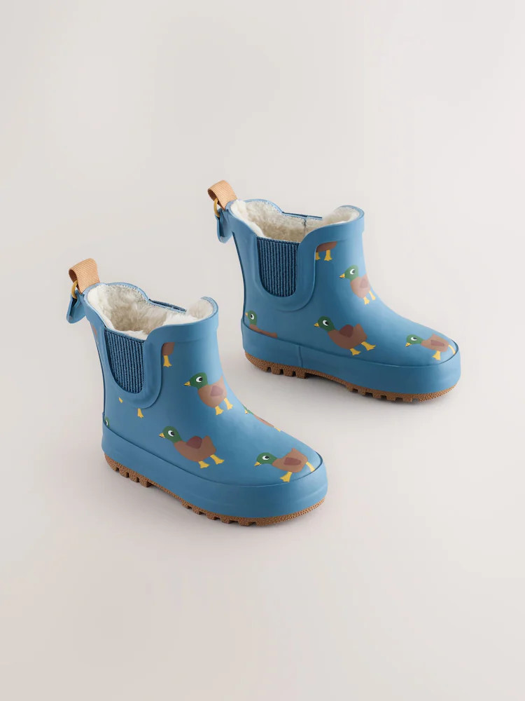 Blue/Brown Duck Warm Lined Ankle Wellies | Next US