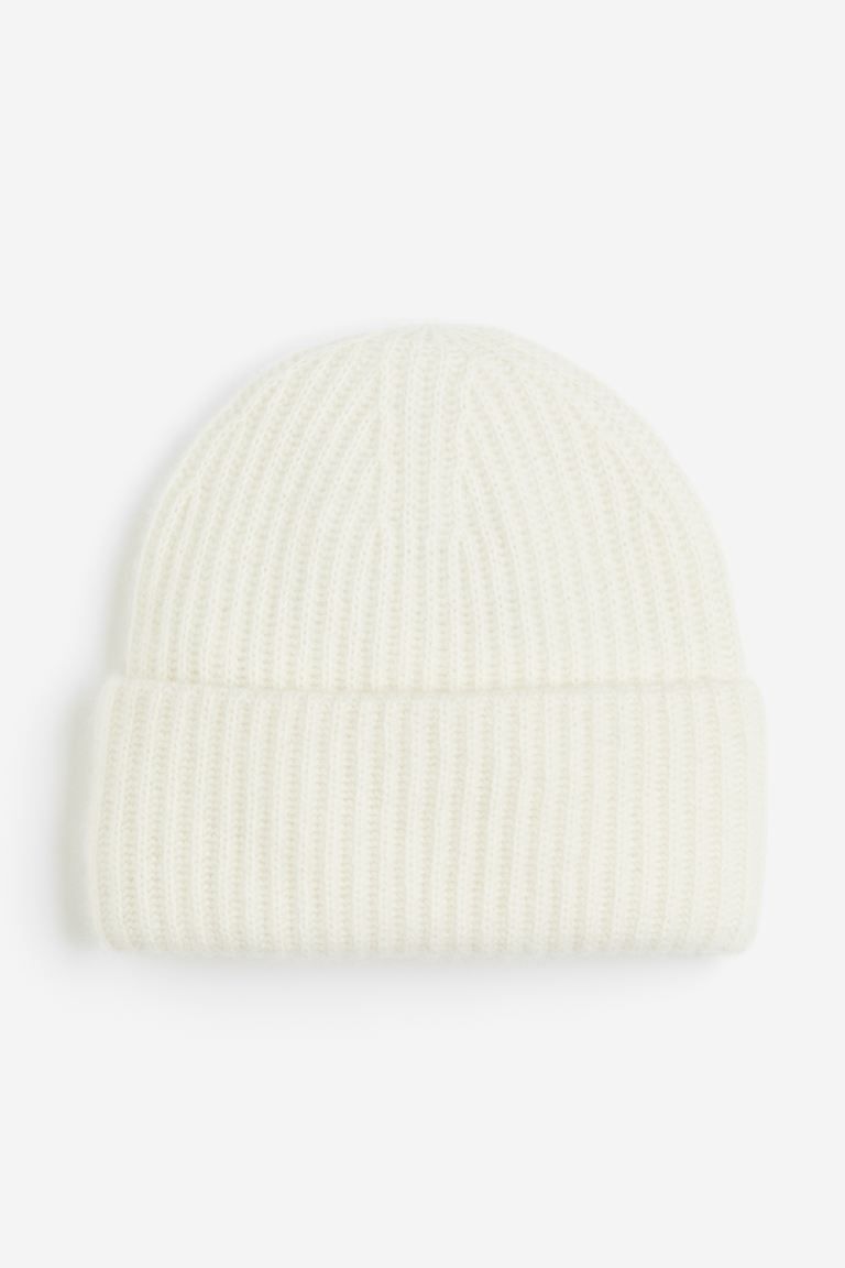 Rib-knit cashmere hat - White - Ladies | H&M GB | H&M (UK, MY, IN, SG, PH, TW, HK)