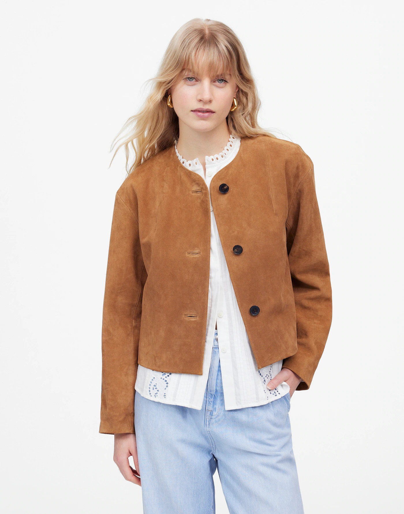 Crop Cardigan Jacket in Suede | Madewell | Madewell