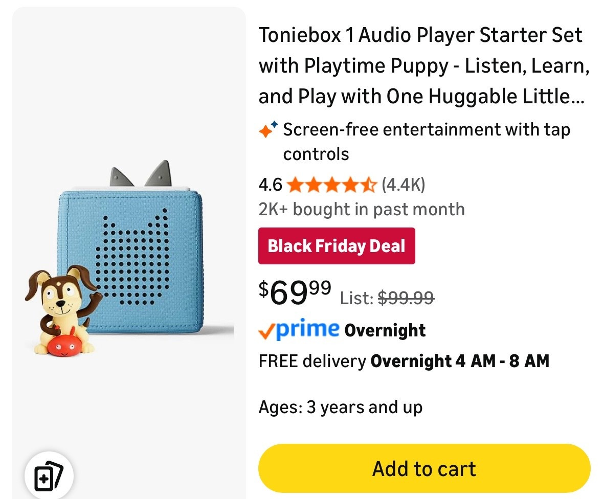Toniebox is finally on SALE! 🎧✨
If you’ve been wanting a screen-free way to keep your little one entertained, this is your sign. The Toniebox has been a toddler favorite in our house — stories, songs, quiet-time magic… all without a tablet.

Linking the Toniebox sale, our favorite Tonies, and the cutest character sets so you can stock up before they sell out!
Perfect holiday gift • toddler entertainment • mom-approved deal

#LTKCyberWeek #LTKKids #LTKSaleAlert
