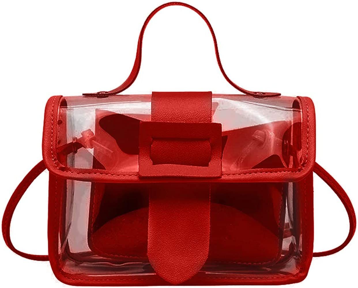 Womens PVC Mini Handbags Clear Cluth Purse Tote Bag Messenger Shoulder | Amazon (US)