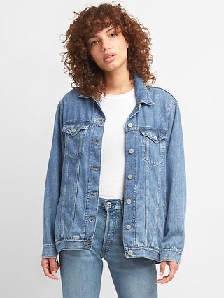 Gap Womens Oversize Icon Denim Jacket Medium Indigo Size M | Gap US