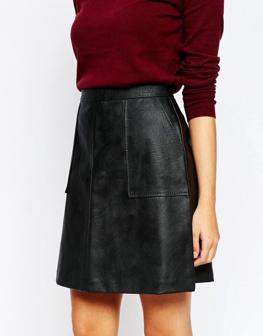 Oasis A Line Leather Look Skirt | ASOS UK