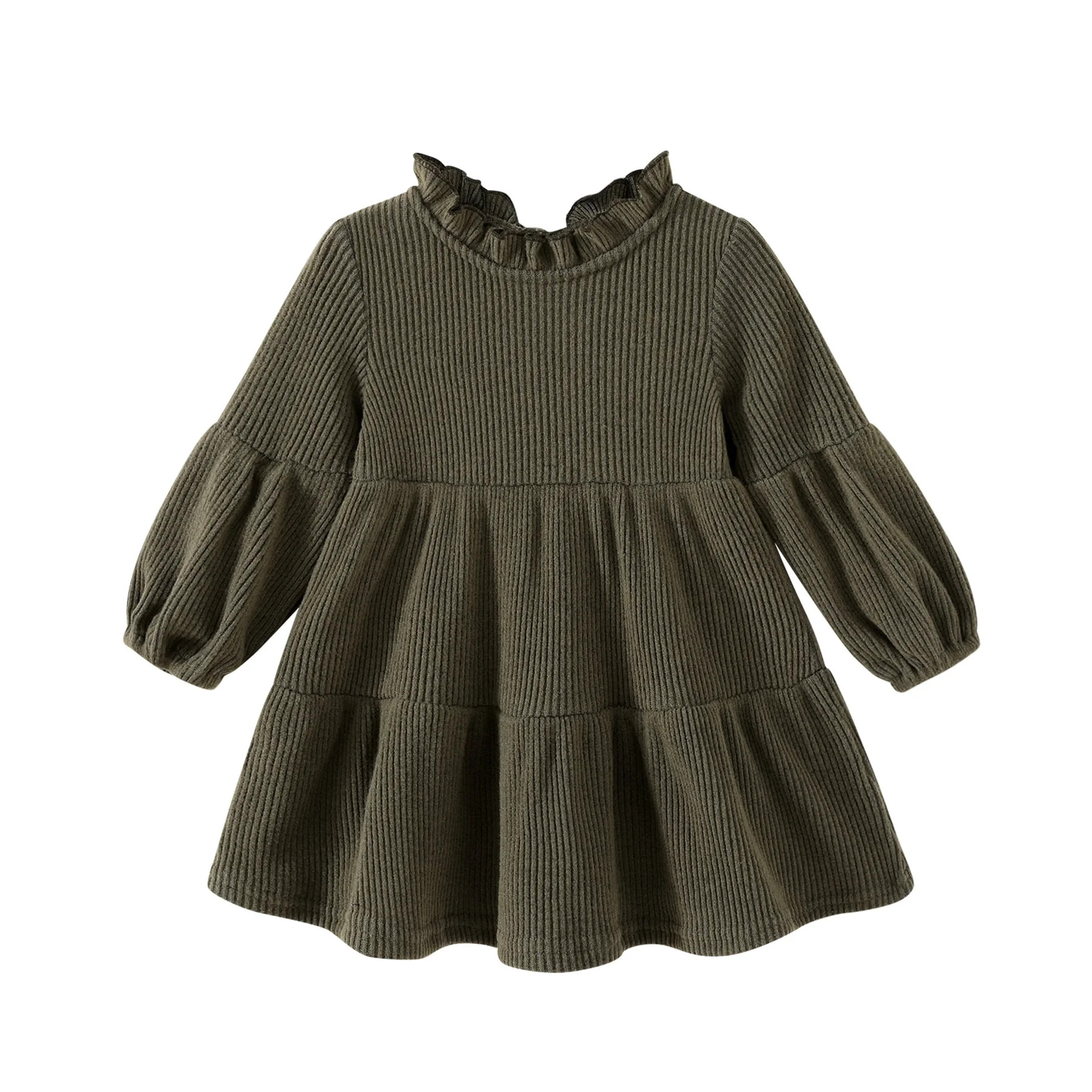 Happy Town Toddler Baby Girls Dress 6M-4T Fall Winter Long Sleeve Dress Lantern Solid Color Girls Clothes - Walmart.com | Walmart (US)
