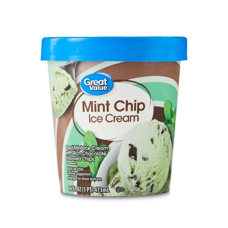 Great Value Mint Chip Ice Cream, 16 fl oz | Walmart (US)
