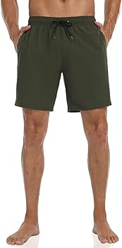 Nonwe Mens Swim Trunks with Compression Liner Quick Dry Hawaiian Bathing Suits 2 in 1 Board Short... | Amazon (US)