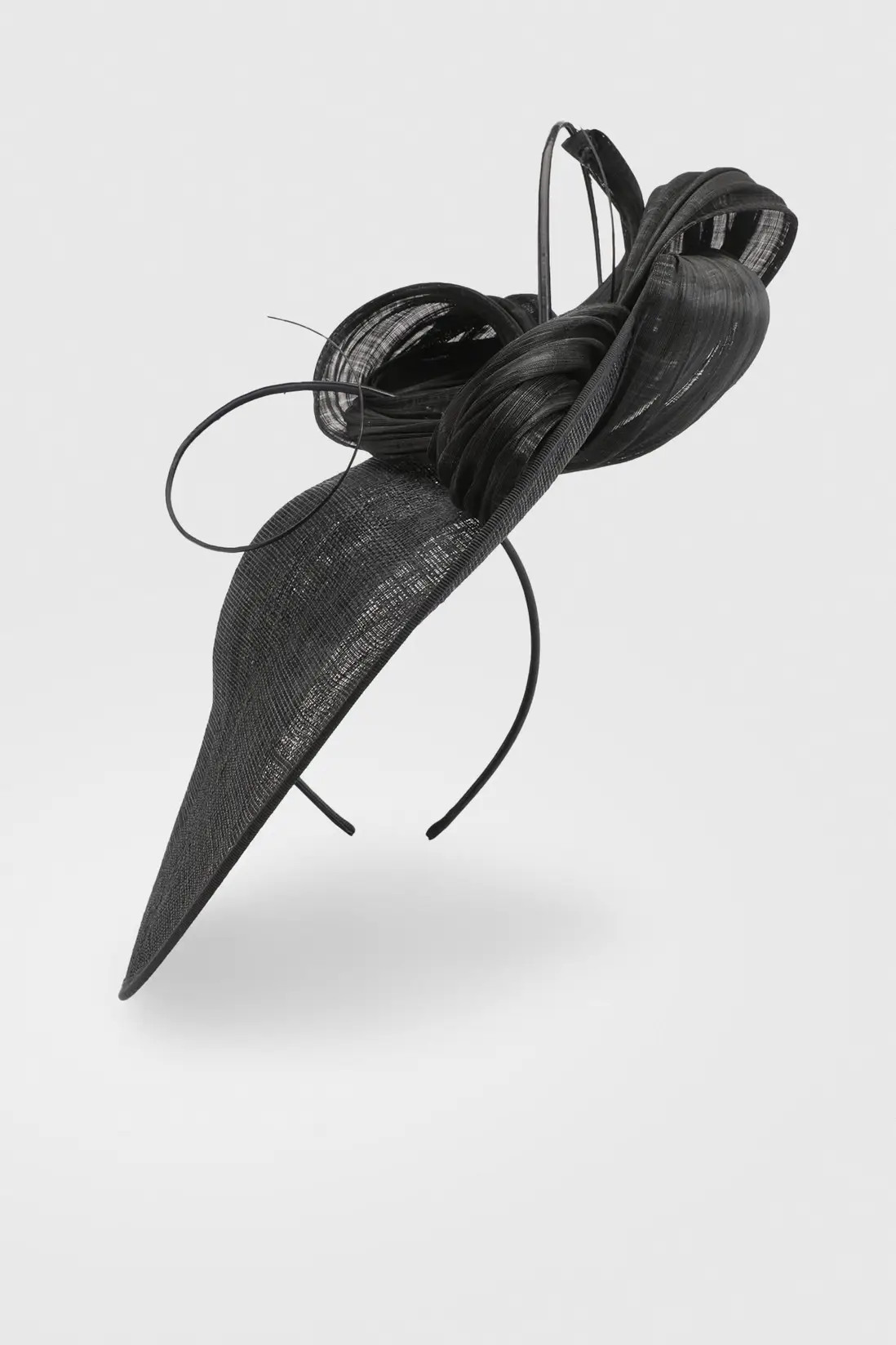 Black Asymmetric Disk Spiral Detailed Fascinator | Karen Millen | Karen Millen UK + IE + DE + NL