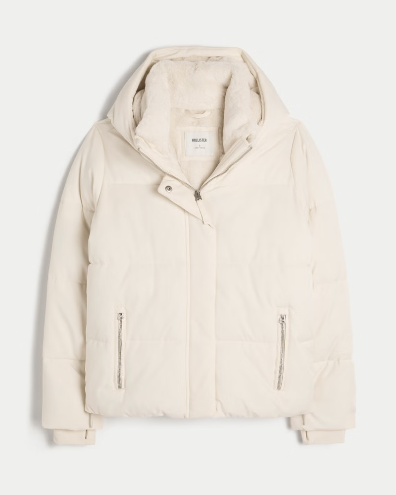 Women's Faux Fur-Lined All-Weather Puffer Jacket from Hollister | Hollister (US)