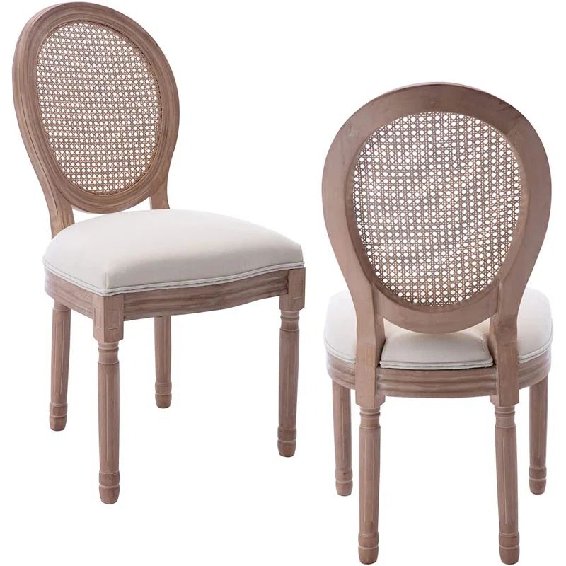 Destan King Louis Back Side Chair in Beige/Oak (Set of 2) | Wayfair North America