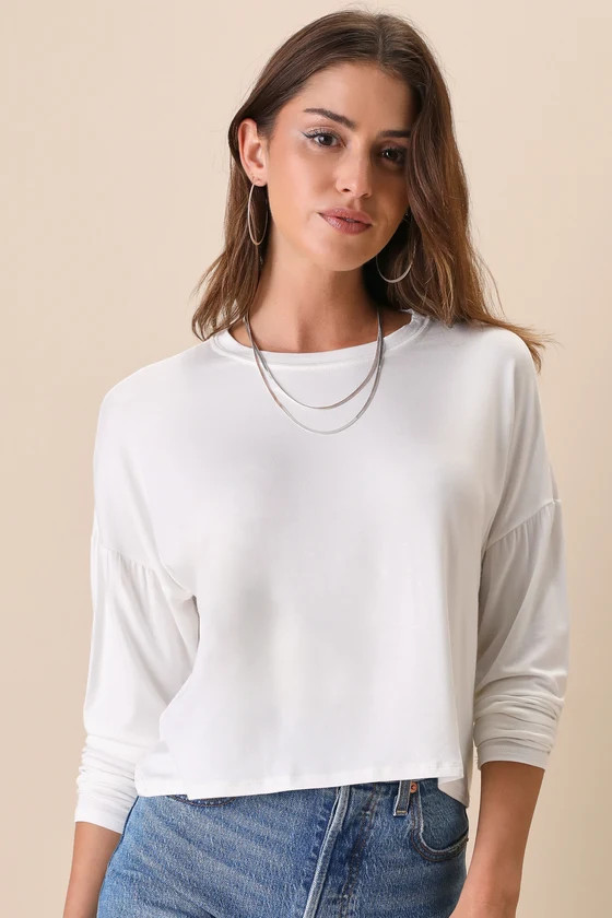 Easy Essential Ivory Long Sleeve Tee | Lulus (US)