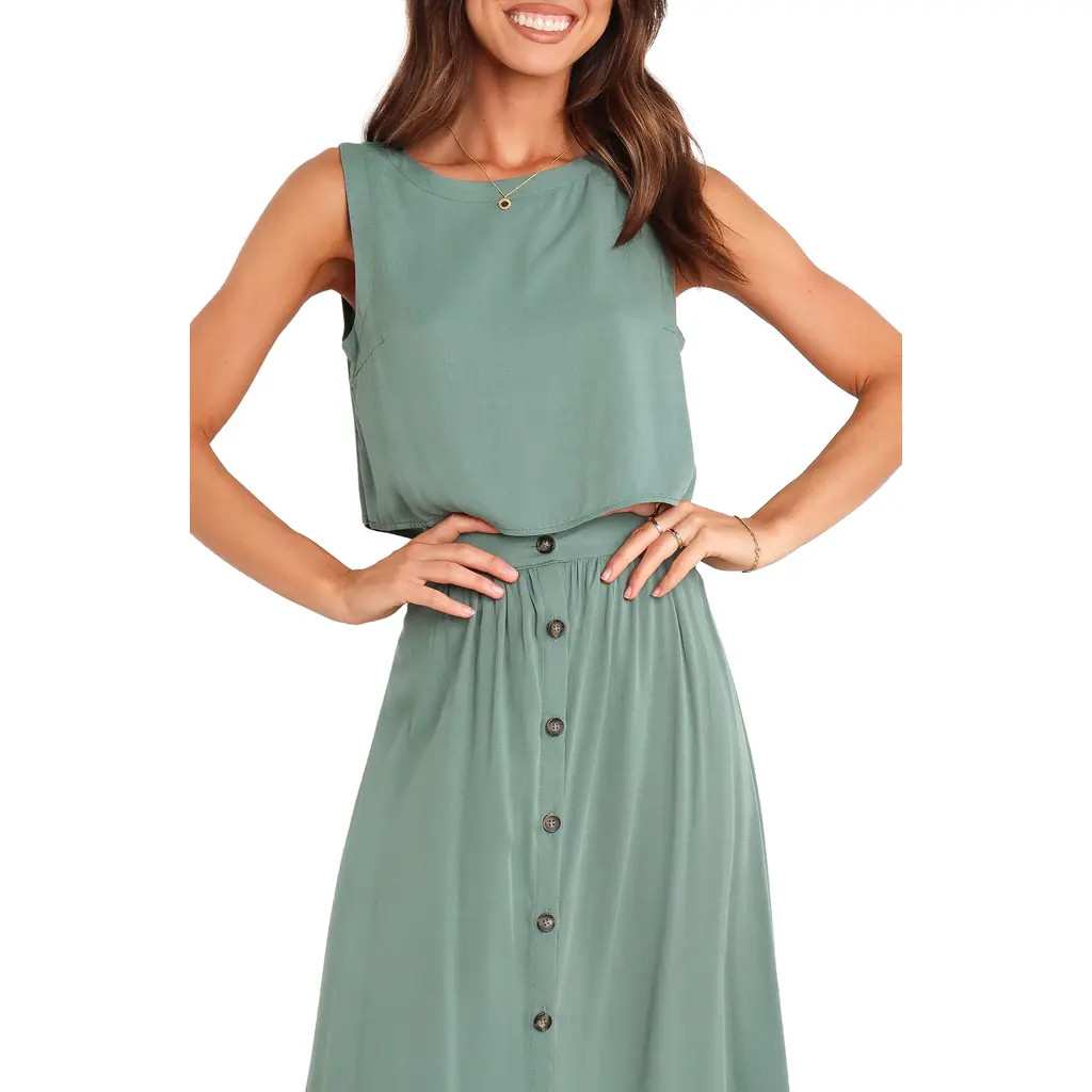 Petal & Pup Sutton Sleeveless Crop Top in Green at Nordstrom, Size 10 | Nordstrom