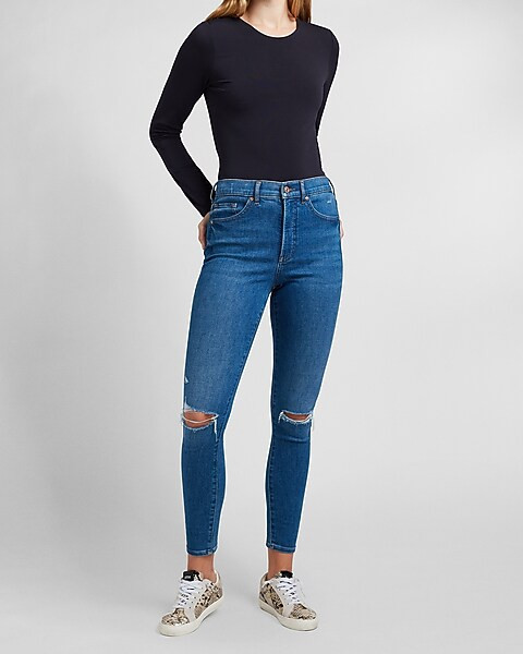 Body Contour Double Layer Crew Neck Tee | Express