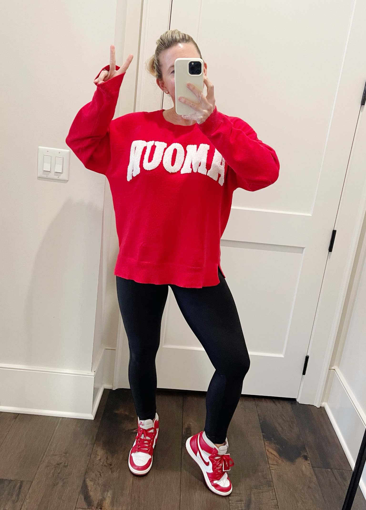 Outfit of the day! 
Warm, cozy sweater from @target and Spanx leggings and Nike Air’s from @nordstrom. 

#LTKshoecrush #LTKstyletip #LTKover40