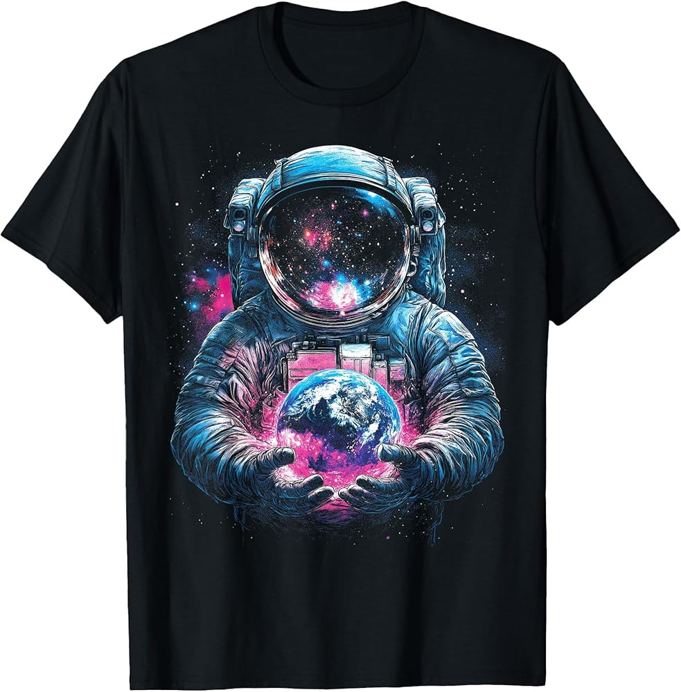 Astronaut Planet Earth Outer Space Galaxy Universe Science T-Shirt | Amazon (US)