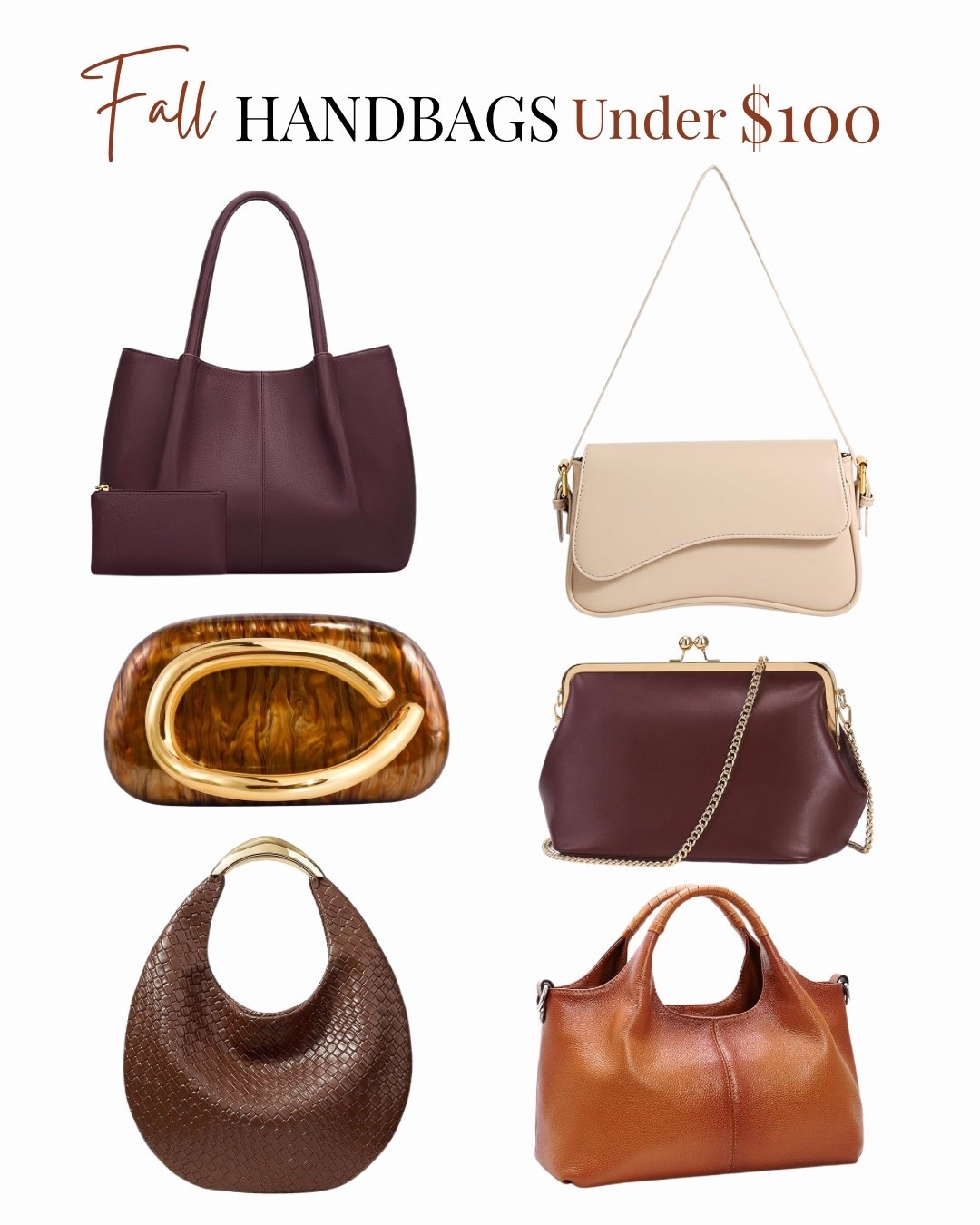 Affordable handbags to add to your fall wardrobe without breaking the bank. 

#LTKOver40 #LTKFindsUnder100 #LTKItBag