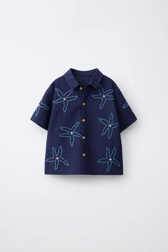 EMBROIDERED STAR SEERSUCKER SHIRT | Zara US