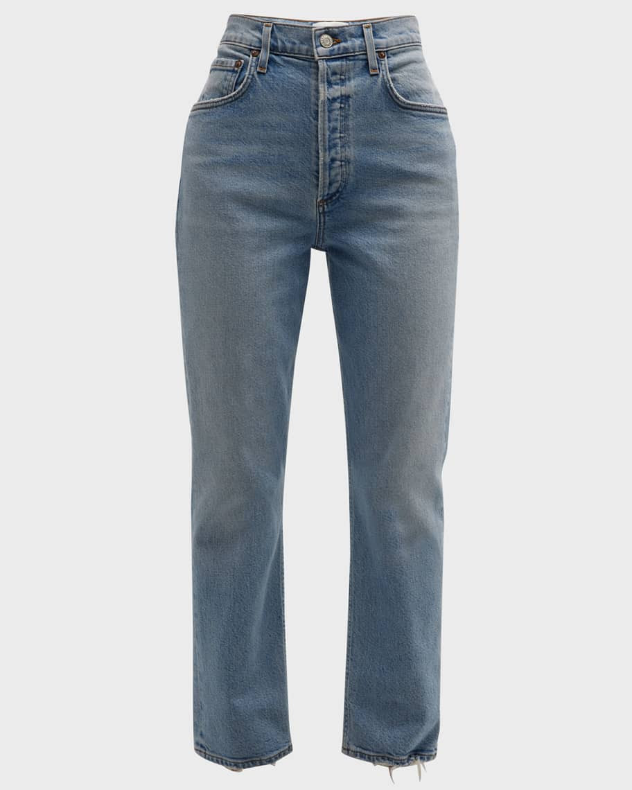 AGOLDE Riley Slim Straight Cropped Jeans | Neiman Marcus