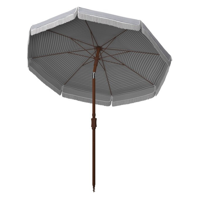 Safavieh 6.14-ft White/Navy Stripes Push-button Tilt Garden Patio Umbrella | Lowe's