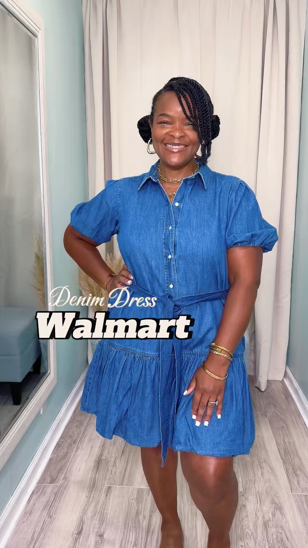 Walmart denim dress 🤍

Wearing a medium for reference. Comfortable fit, lightweight feel, and yes… it has pockets 😊

Sized XS to 4X.

#LTKOver40 #LTKPlusSize #LTKMidsize