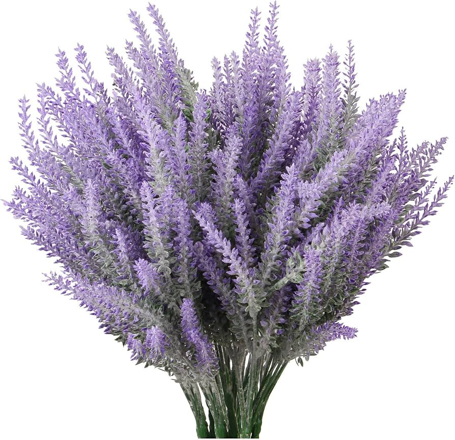 Artificial Flowers 12 Bundles Lavender Bouquet for Wedding Home Office Decoration - Purple | Amazon (US)