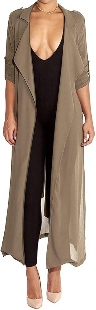 Begonia.K Women's Long Sleeve Chiffon Lightweight Maxi Sheer Duster Cardigan | Amazon (US)