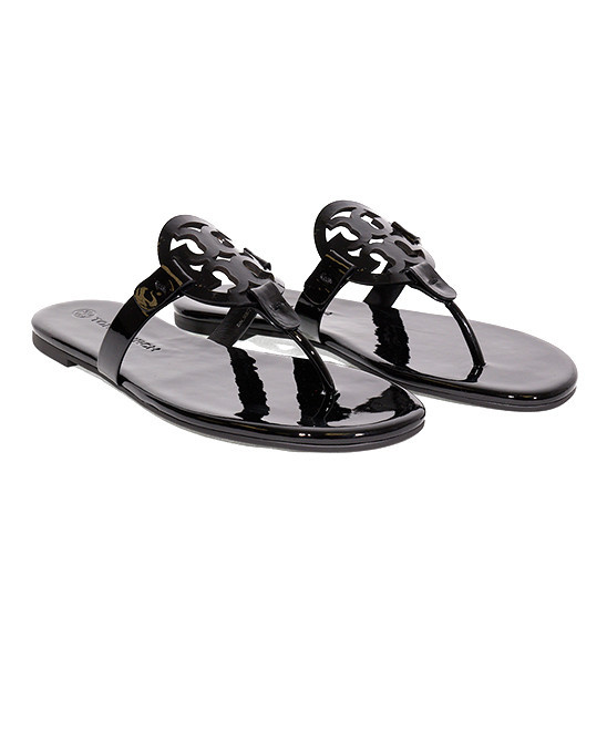 Tory Burch Women's Sandals Black - Black Patent Soft Miller Leather Sandal - Women | Zulily