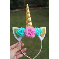 Pink & Mint Unicorn Horn Headband. Children Unicorn. Party Glitter Woodland Whimsical Headband | Etsy (US)
