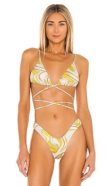 Monica Hansen Beachwear Vintage Chic Bikini Top in Yellow Abstract from Revolve.com | Revolve Clothing (Global)