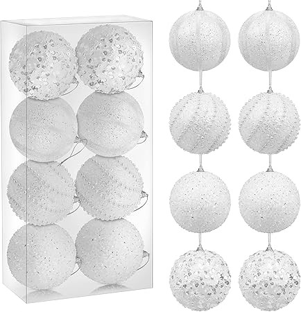 ADXCO 8 Pieces 4 Inches Christmas Ball Ornaments Shatterproof Foam Balls Decorative Christmas Tre... | Amazon (US)