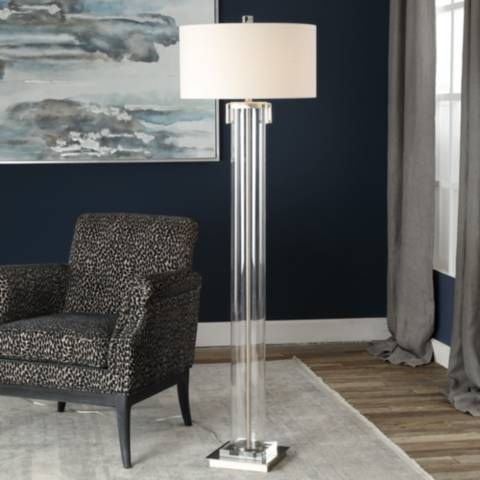 Uttermost Monette Clear Glass Column Floor Lamp | LampsPlus.com