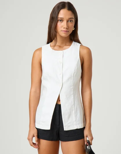 High Neck Linen Vest Top | Glassons (Australia)