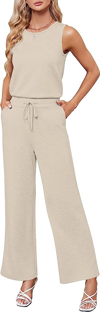 Sarin Mathews Air Essentials Jumpsuits for Women Casual Wide Leg Long Pants Jumpsuit Sleeveless B... | Amazon (US)
