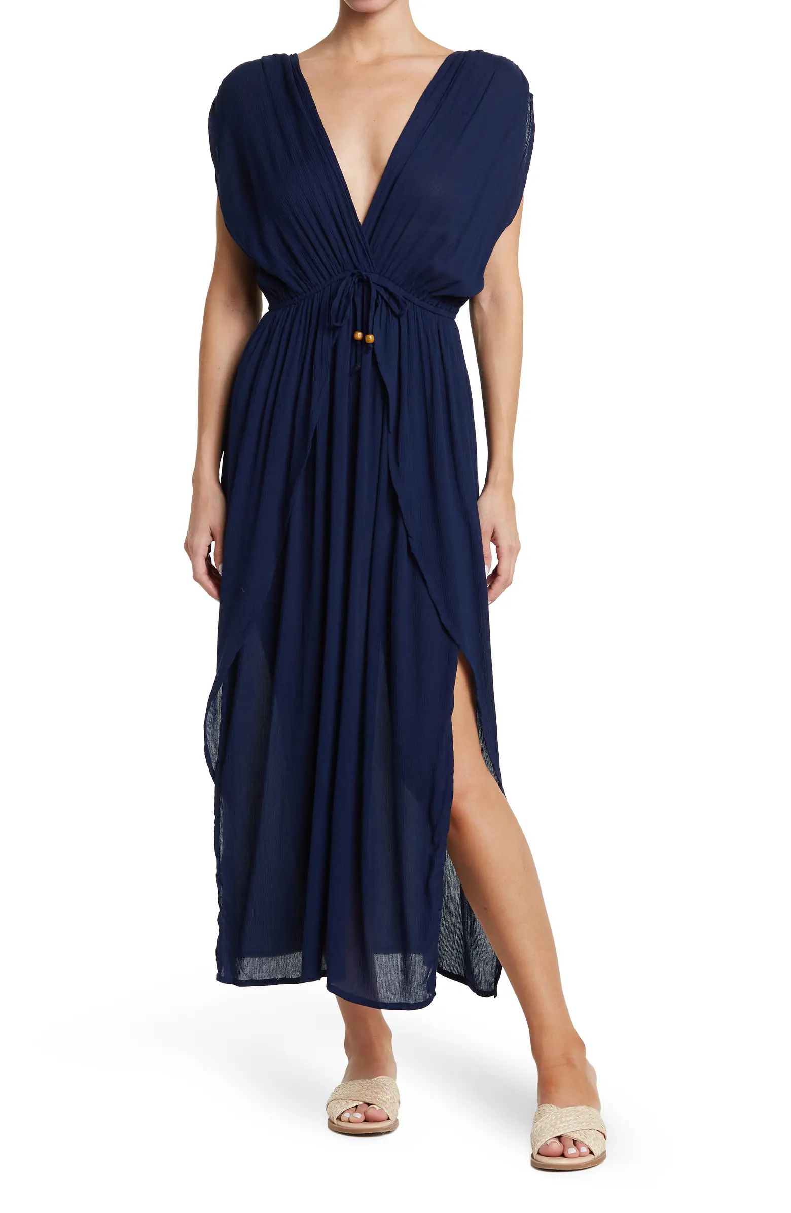 V-Neck Front Tie Cover-Up Maxi Dress | Nordstrom Rack