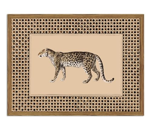 Vintage Leopard Wall Art Cheetah Safari Wall Decor Paintings, Wildlife Animal Poster Canvas Prints Aesthetic for Living Room Bedroom 12x16 inch Wood Framed | Amazon (US)