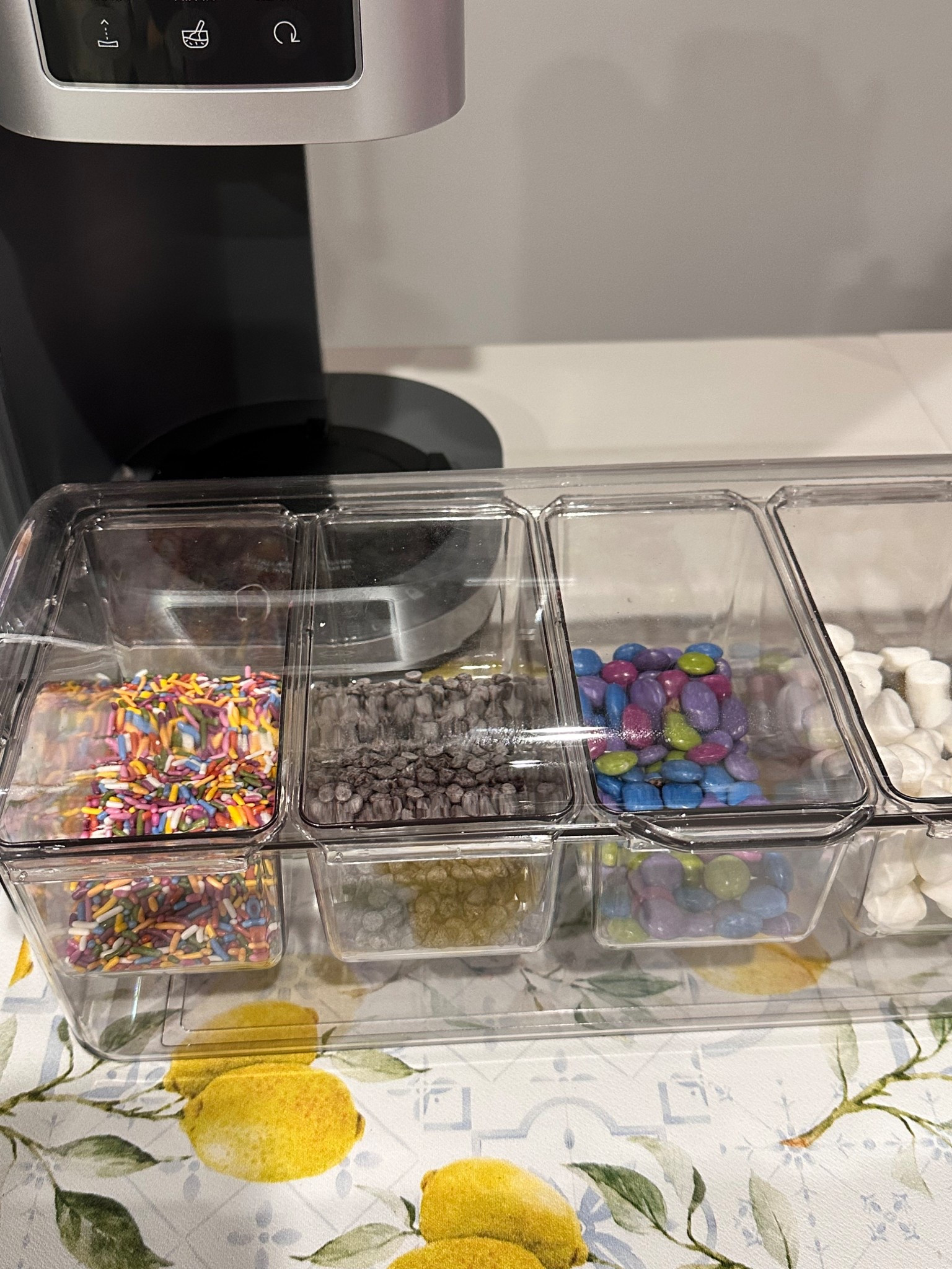 Acrylic condiment tray for all the goodies, snacks, fruit..whatever! Perfect for parties and family snacks! We’re using it right now for our ice cream maker! It’s on sale right now! 

#LTKSaleAlert #LTKHome #LTKFamily