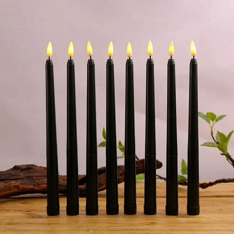Paquete de 6 Velas Cónicas de Plástico sin Llama de Mecha 3D, Velas LED, Velas Cónicas Negras,... | Walmart (US)