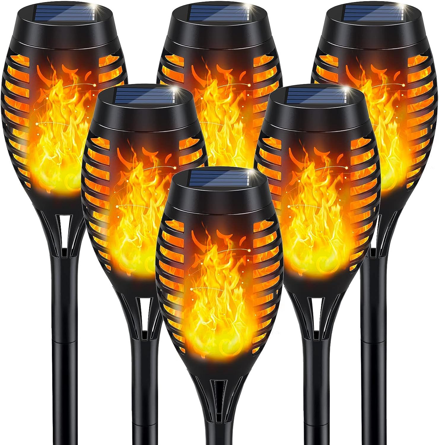 Solar Outdoor Lights, Solar Tiki Torces with Flickering Flame, Halloween Decorations Solar Garden... | Amazon (US)