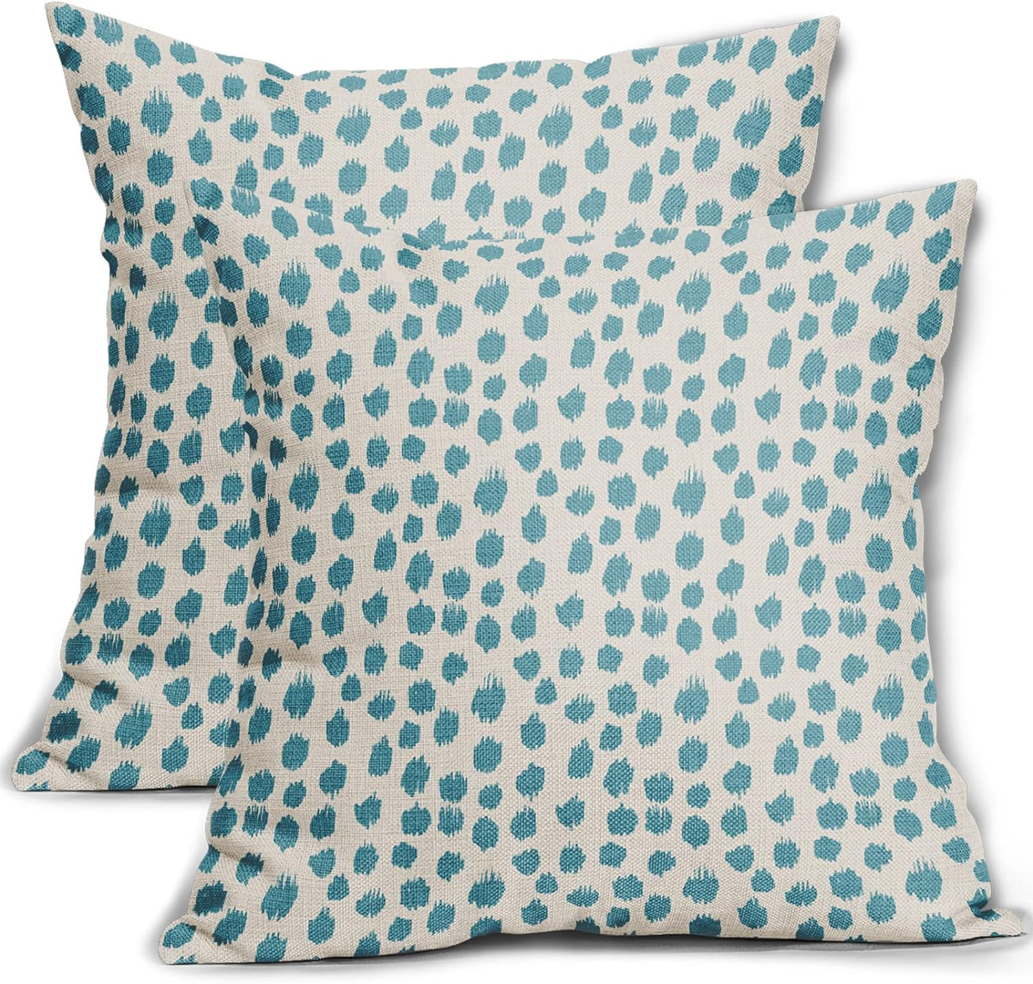 Sweetshow Aqua Cream Pillow Covers 18x18 Set of 2 Boho Design Polka Dot Throw Pillows Modern Brus... | Amazon (US)