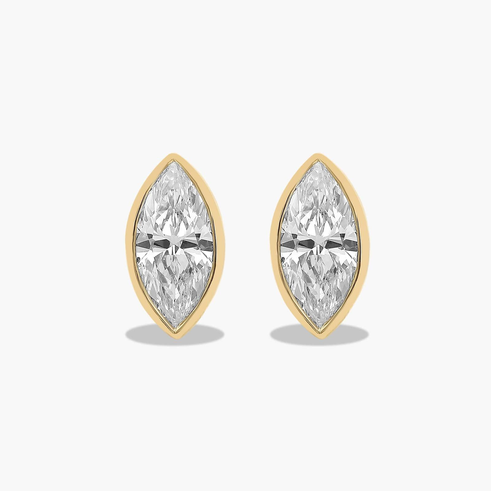 Fancy Bezel Marquise Cut Lab-Grown Diamond Stud Earrings In 14K Yellow Gold-81848y14l | JamesAllen