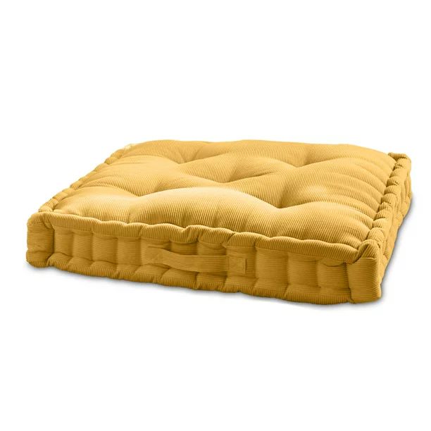 Better Homes & Gardens Corduroy Tufted Square Floor Cushion, Mustard Yellow | Walmart (US)