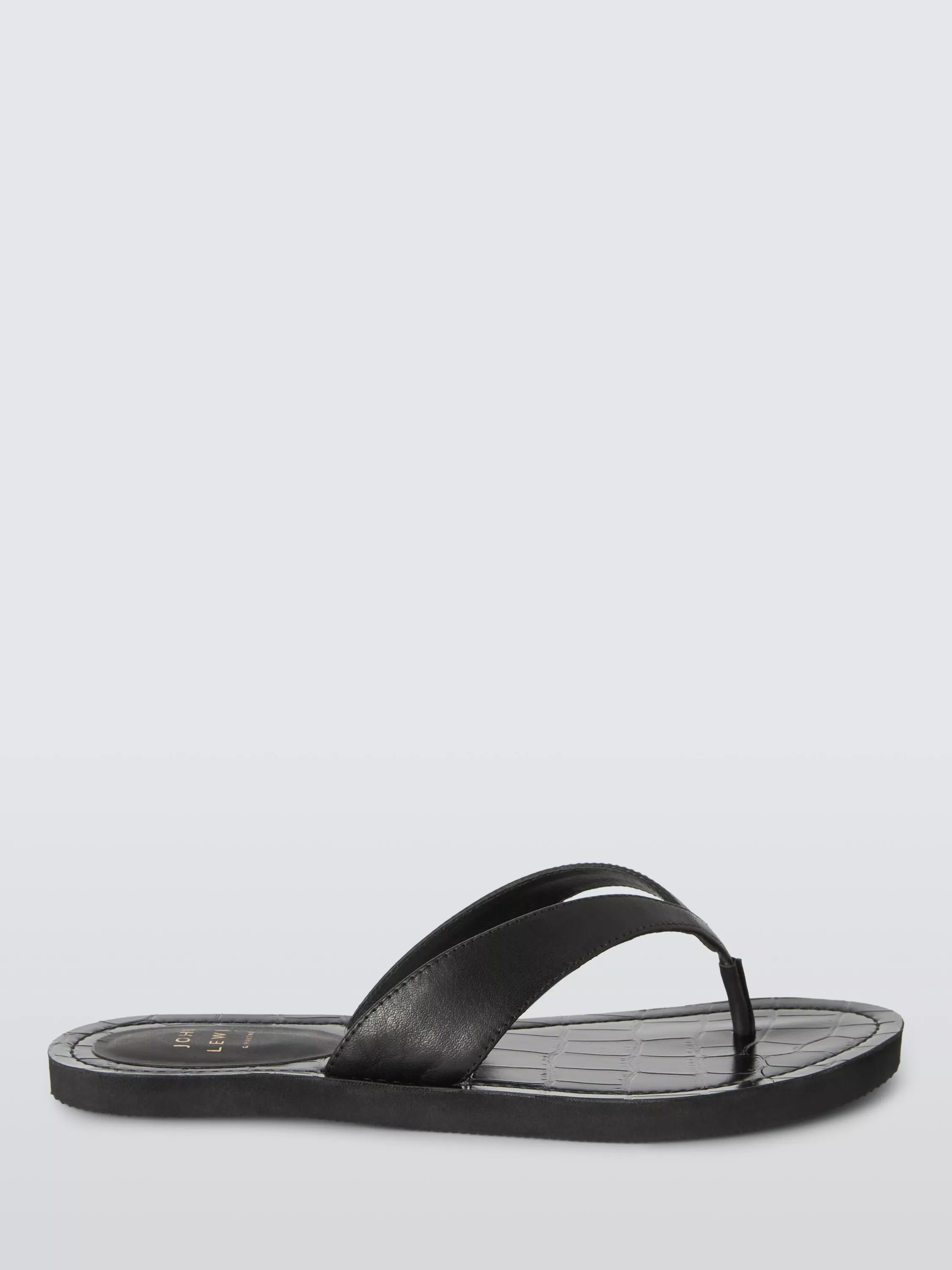 John LewisLila Leather Toe Post Flip Flops, Black | John Lewis (UK)