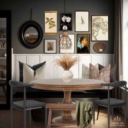 Moody Banquet, yes please! #diningnook #diningroom #moderndiningchairs #diningbench 

#LTKhome #LTKFind